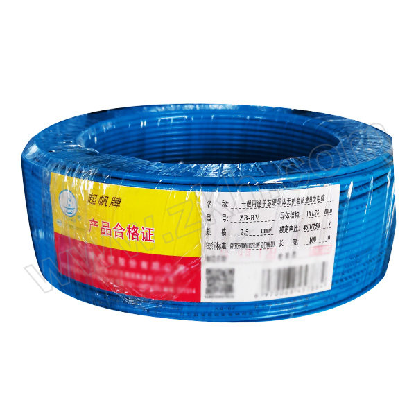 QIFAN/起帆 铜芯聚氯乙烯绝缘B级阻燃布电线 ZB-BV-450/750V-1×2.5 蓝色 100m【硬线】 1卷
