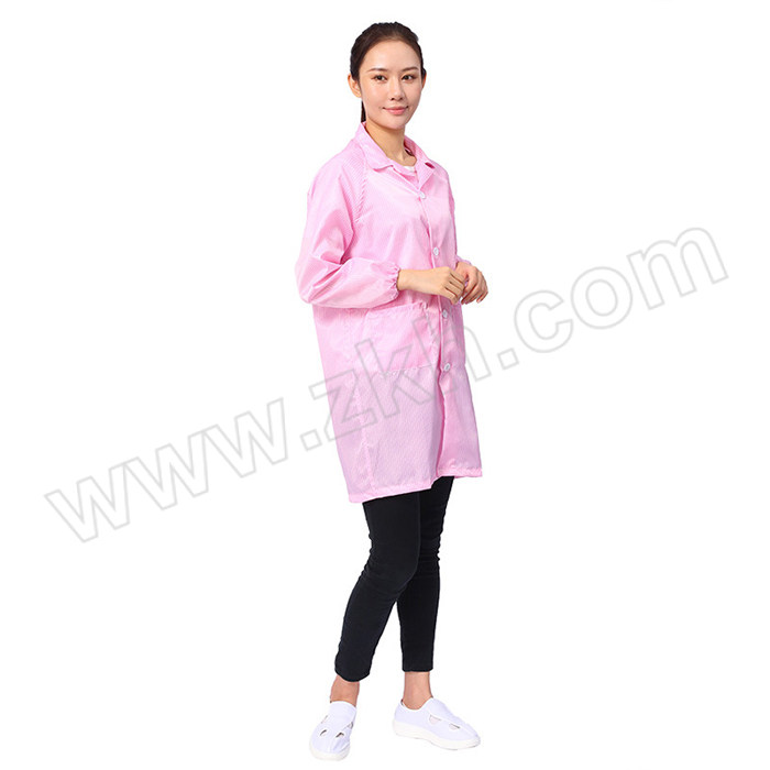 COMOFAJE/康惠杰 条纹无尘防静电防护服 FJDDGF004 2XL 粉色 1件