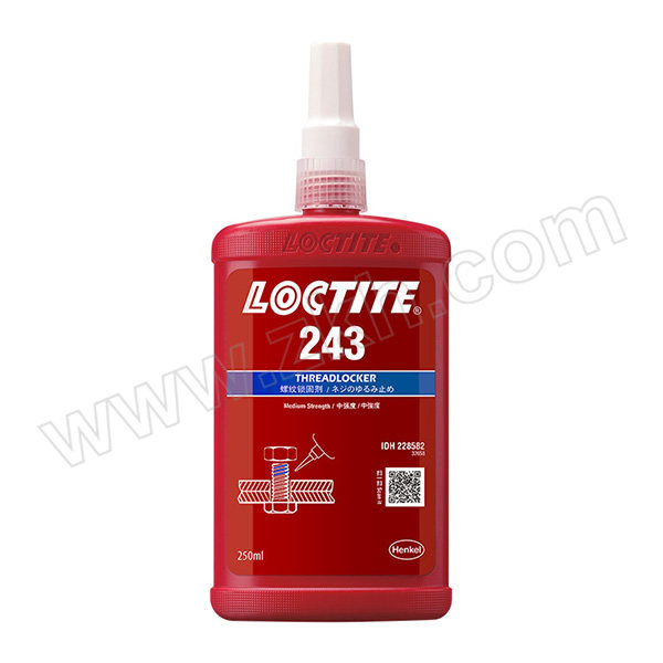 LOCTITE/乐泰 螺纹锁固胶-高粘度中强度型 243 蓝色 溶油性好 250mL 1瓶