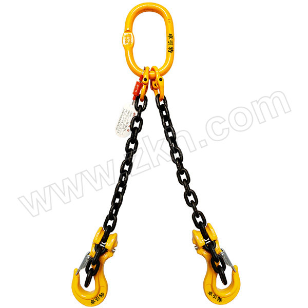 ZYT/卓引特 缩短链钩式双肢链条索具 8X-2D-6-0.5 β≤45° 额定载荷1.6t 45＜β≤60° 额定载荷1.12t 链径6mm 有效长度0.5m 1套