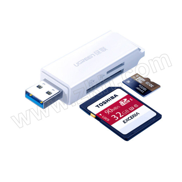 UGREEN/绿联 USB3.0高速读卡器 40751 SD/TF二合一 白色 1个