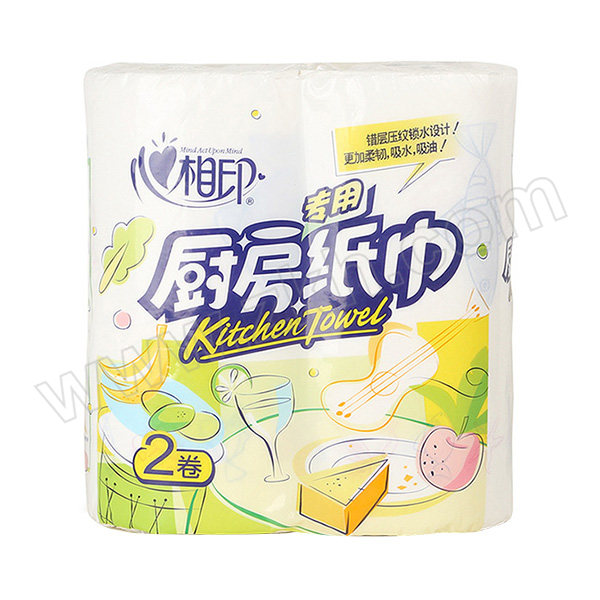 MIND ACT UPON MIND/心相印 厨房用纸系列双层卷纸 KT102-4 225×225mm 75节×2卷 1提