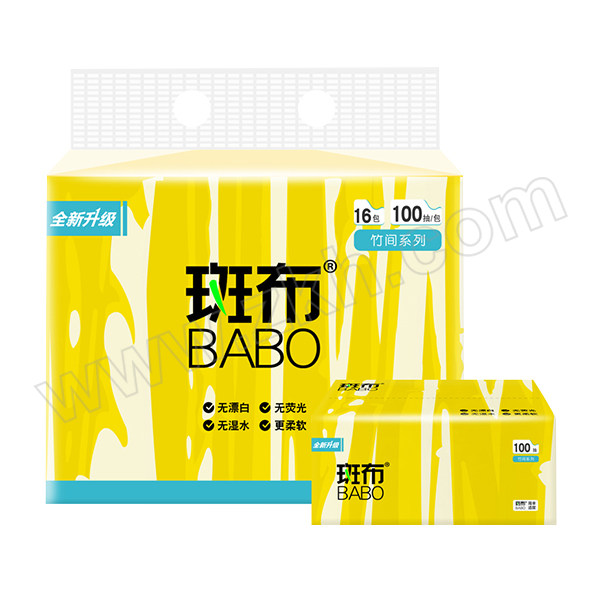 BABO/斑布 BASEⅡ系列抽纸 BTR100D16 135×200mm 3层 100抽×16包×6提 1箱
