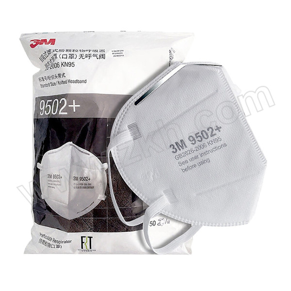 3M 9500系列折叠式防颗粒物口罩(环保) 9502+ KN95 针织头戴式 1包