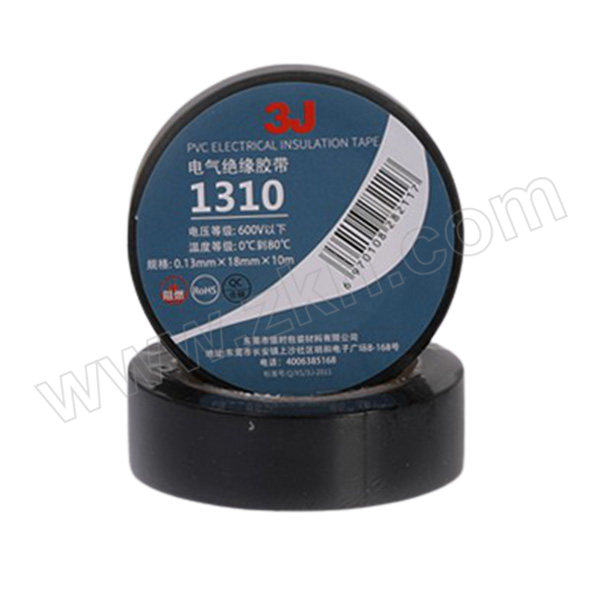 3J PVC电气绝缘胶带 1310 黑色 0.13mm×18mm×10m 10卷 1筒