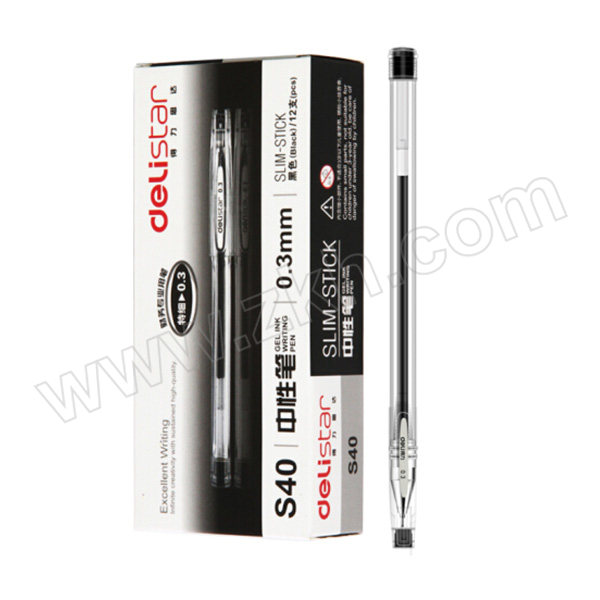 DELI/得力 中性笔 S40 0.3mm 黑色 12支 1盒