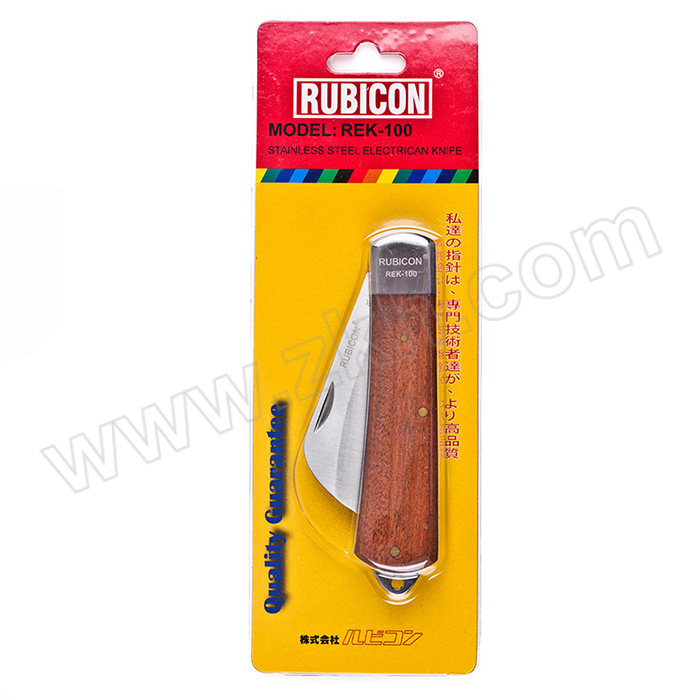 RUBICON/罗宾汉 进口日式不锈钢弯刃木柄电工刀 REK-100 折叠长度120mm 张开190mm 1把