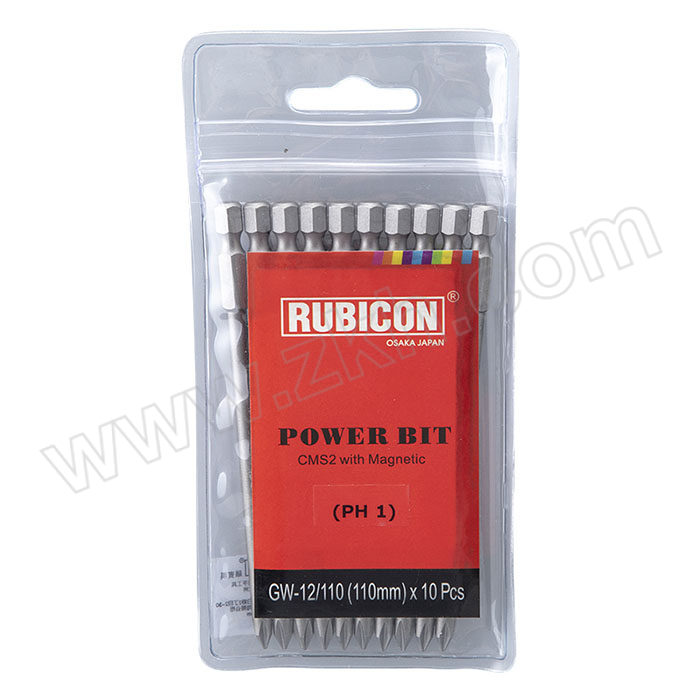 RUBICON/罗宾汉 原色单头十字电动风批咀 GW-12/110(PH1) PH1×110mm 10支 1包