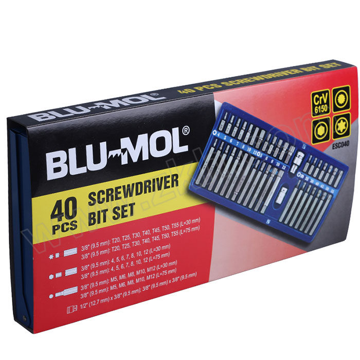 BLU-MOL/博锋 汽保星型螺丝批头套装 ESC040 40件 1套