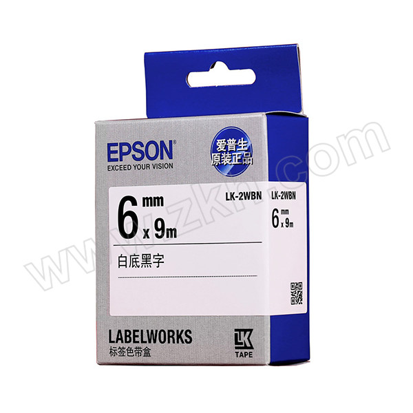 EPSON/爱普生 标签色带 LK-2WBN 白底黑字 适用LW-K400L/LW-600P/LW-700/LW-1000P/LW-Z700/LW-Z900 宽6mm 1个