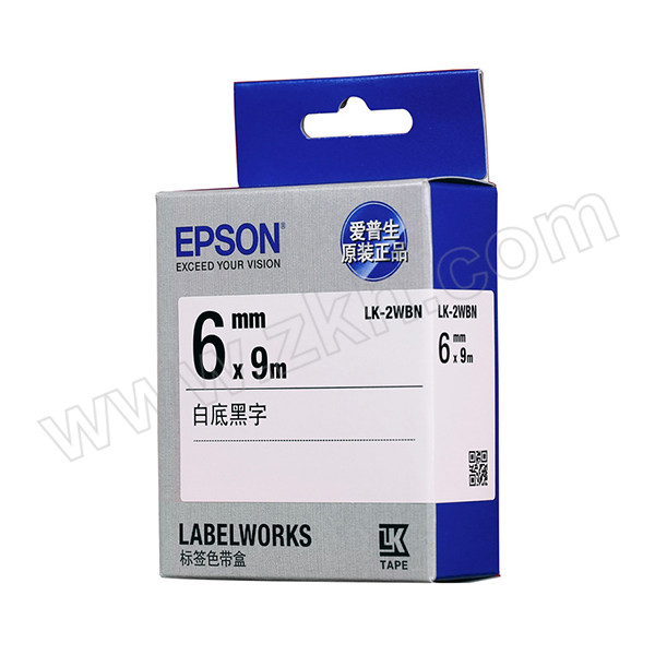 EPSON/爱普生 标签色带 LK-2WBN 白底黑字 适用LW-K400L/LW-600P/LW-700/LW-1000P/LW-Z700/LW-Z900 宽6mm 1个