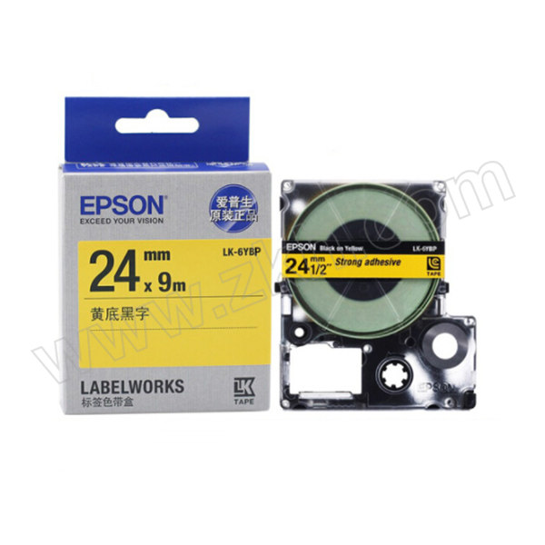 EPSON/爱普生 标签色带 LK-6YBP 黄底黑字 适用LW-600P/LW-700/LW-1000P/LW-Z700/LW-Z900 宽24mm 1个