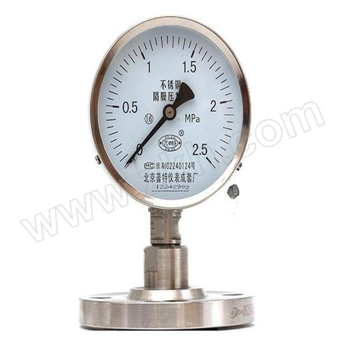 PT/普特 不锈钢隔膜耐震压力表 PT-NY 100mm 压力0~10MPa 径向 不锈钢材质 1块