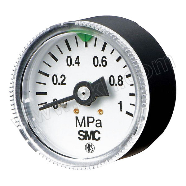 SMC G46系列一般用压力表(带限位指示器) G46-10-02 压力范围0~1MPa 标准式 表盘外径42.5mm 接口R1/4 1个