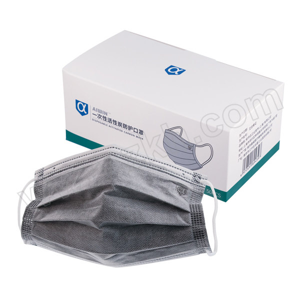 AIWIN 一次性活性炭防护口罩 103012 灰白色 耳戴式 50只 1盒