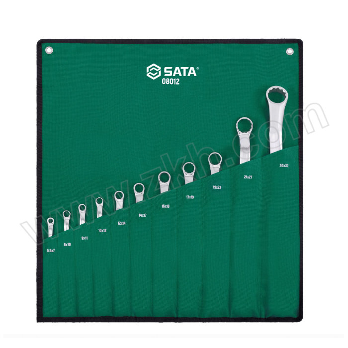 SATA/世达 公制全抛光双梅花扳手组套(挂袋) SATA-08012(升级款) 11件 1套