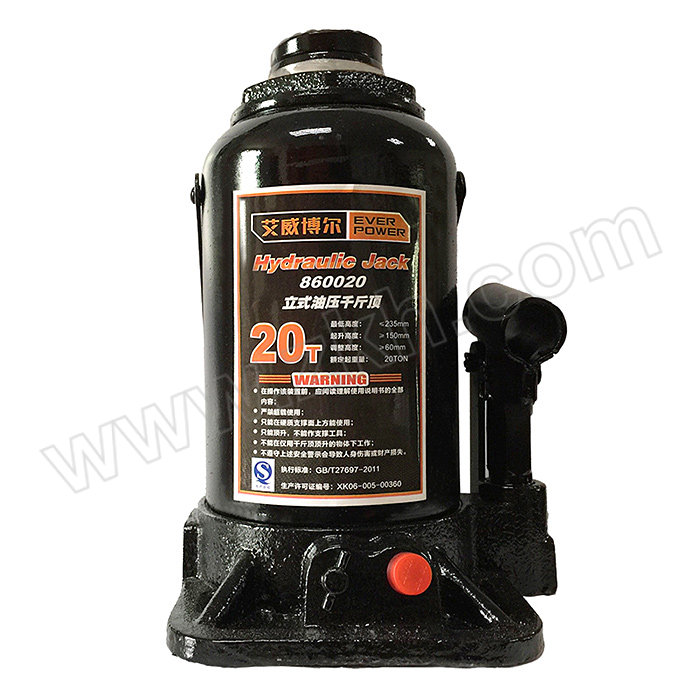 EVERPOWER/艾威博尔 立式油压千斤顶 860020 额定载重20t 最低高度230mm 行程150mm 1台