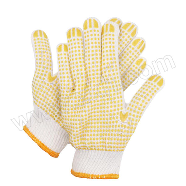HYSTIC/海斯迪克 gnjz-1129系列塑点劳保手套 棉纱黄色点塑 均码 长23.1cm 1双