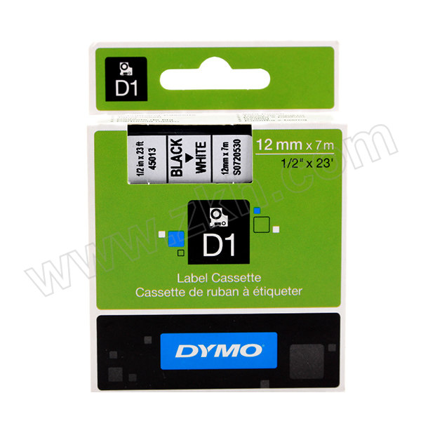 DYMO/达美 D1标签带 S0720530 白底黑字 12mm×7m 适用LM-160/210D/280/420P/4200/PNP/5200 1卷