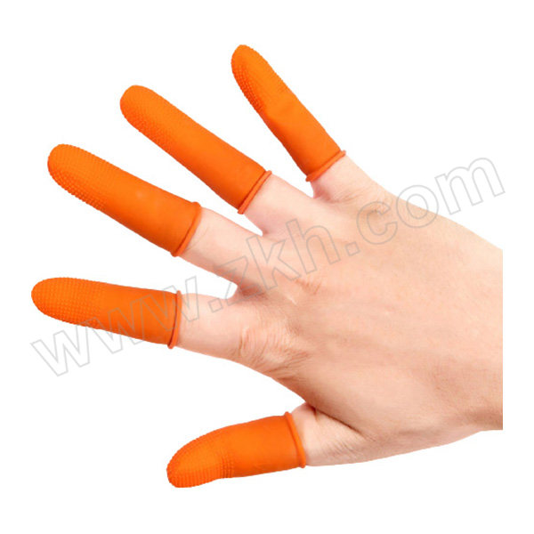 FUXING/伏兴 加厚耐磨防滑乳胶劳保手指套 FX561 M 橘色麻点 100只 1袋