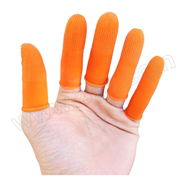 FUXING/伏兴 加厚耐磨防滑乳胶劳保手指套 FX562 L 橘色麻点 100只 1袋