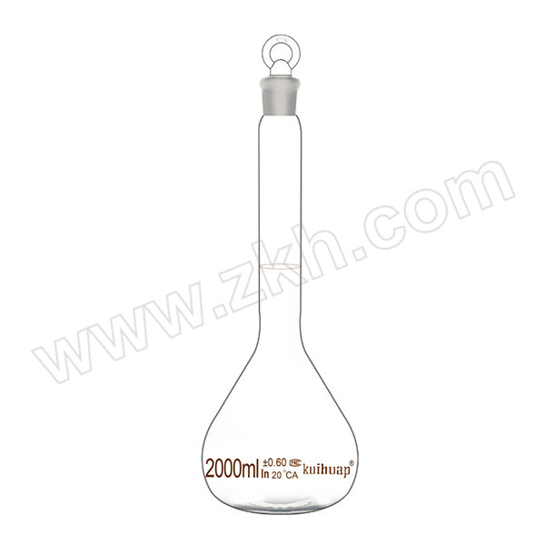 KUIHUAP/葵花 容量瓶(A级) 2000mL 玻璃塞 透明 允差±0.6mL 24/20 1只