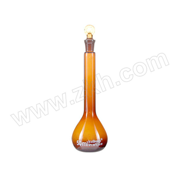 KUIHUAP/葵花 棕色容量瓶(A级) 50mL 玻璃塞 允差±0.05mL 10/13 1只
