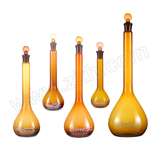 KUIHUAP/葵花 特优级棕色高硼硅容量瓶(玻璃塞) 250mL 允差±0.15mL 14/23 1只