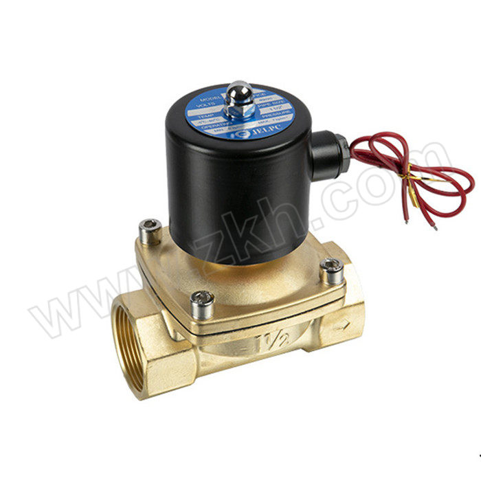 JELPC/佳尔灵 2W大口径系列二位二通直动式电磁阀 2W160-15-DC24V-W G1/2 内螺纹接口 黄铜阀体 公称压力15bar 1个