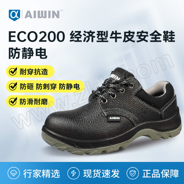 AIWIN ECO200经济型安全鞋 10180 Pro 42码 黑色 防砸防刺穿防静电 1双