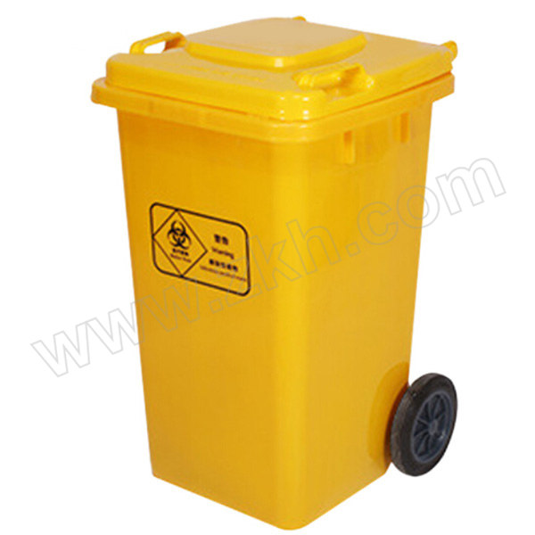 HYSTIC/海斯迪克 HKBS111系列医用垃圾桶 475×535×800mm 100L 黄色 带轮 1个