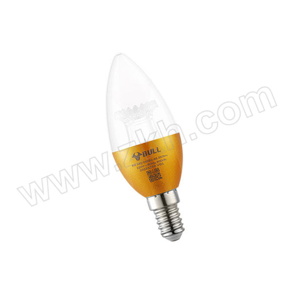 BULL/公牛 LED节能灯泡 GN-3W E14 蜡烛尖泡 6500K 白光 金色外壳 1个