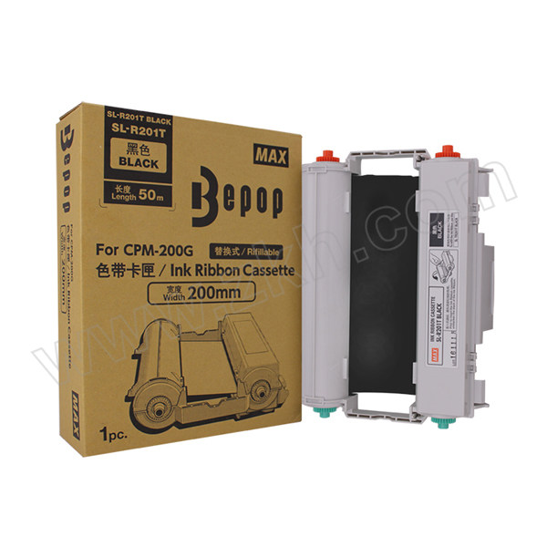 MAX/美克司 BEPOP200系列卡匣色带 SL-R201T 黑色 200mm×50m 适用于CPM-200G 1卷