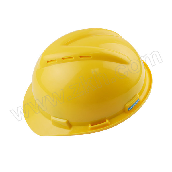 WOSHINE/华信 ABS小金刚V型安全帽 V-Plus 黄色 带透气孔 一锁键帽衬 PVC吸汗带 Y型下颌带 1顶