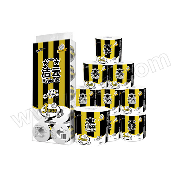 HYGIENIX/洁云 卷筒卫生纸 3层×360节 121g×10卷 1提