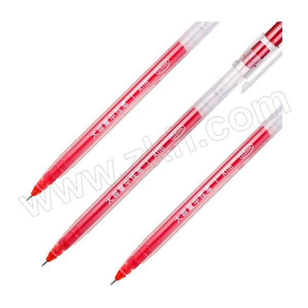 DELI/得力 大容量中性笔 A116 0.5mm 红色 全针管 12支 1盒