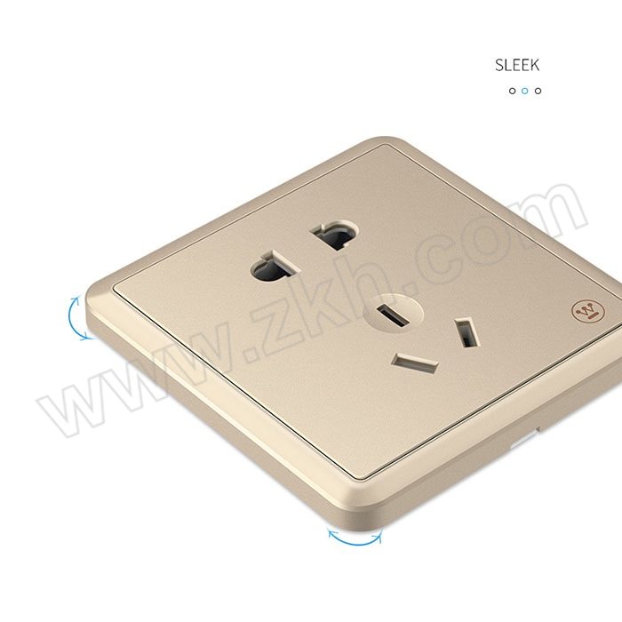WESTINGHOUSE/西屋 维悠JOOY系列插座面板 W21023_GD 连体二三极插座 10A (麦浪金) 86型 1个
