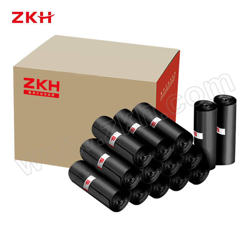 ZKH/震坤行 量贩装高性能垃圾袋 ZKH002 50×60cm 平口式 单面厚1丝 深空黑 30只×30卷 1箱