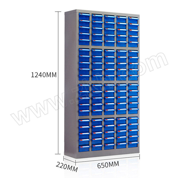 RUIZHIJIE/锐之捷 100抽无门蓝色抽屉零件柜 LJG100-LW 外形尺寸650×220×1240mm 蓝色零件盒 1台