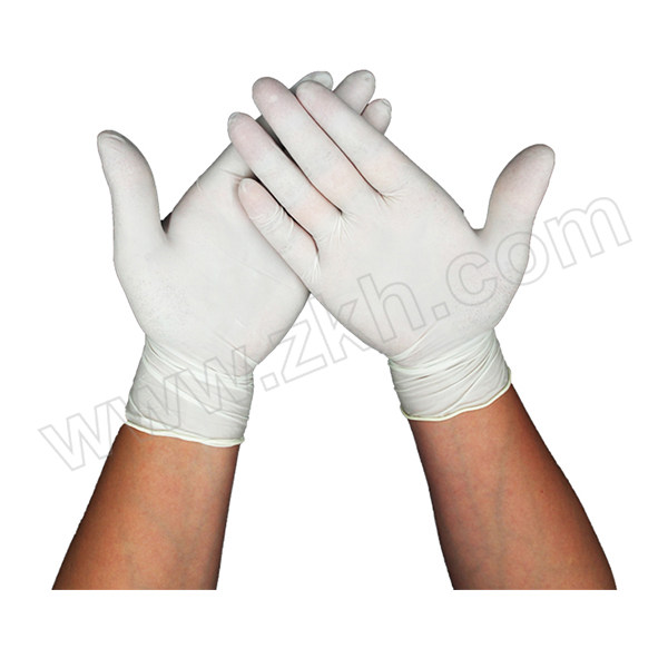 SAFETYZONE/安全地带 一次性白色乳胶手套 LPFYR2-LG L 6.3g 无粉全麻 100只 1盒