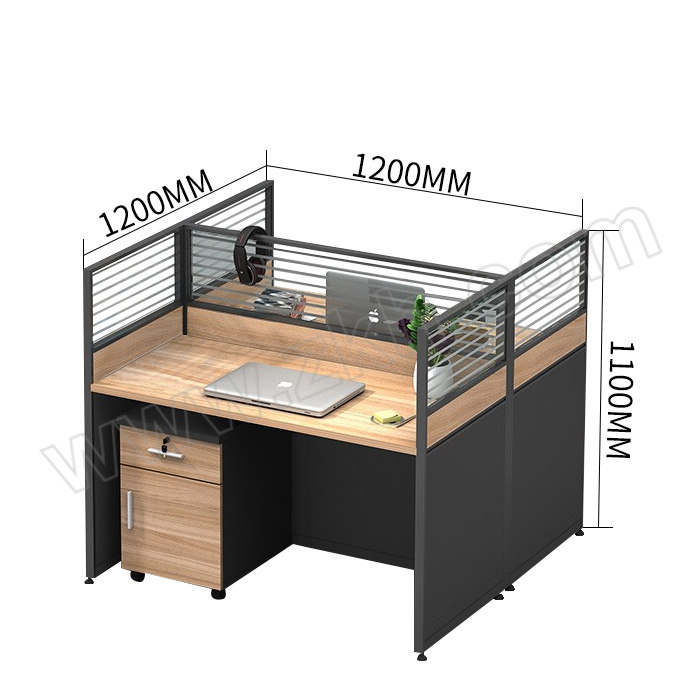 JOYH/震海 职员屏风工位办公桌 工字型两人位带柜子 2人位 尺寸1200×1200×1100mm 有屏风 无线槽 1张