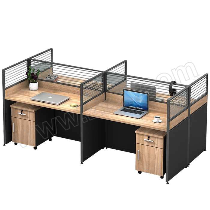 JOYH/震海 王字型四人位带柜子职员屏风工位办公桌 尺寸2400×1200×1100mm 有屏风 无线槽 1张