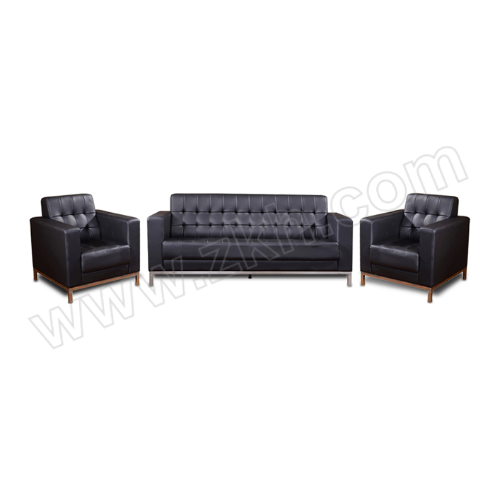 JOYH/震海 三人位西皮沙发+两张单人位西皮沙发组合 尺寸2000×750×740mm 黑色 3张 1组