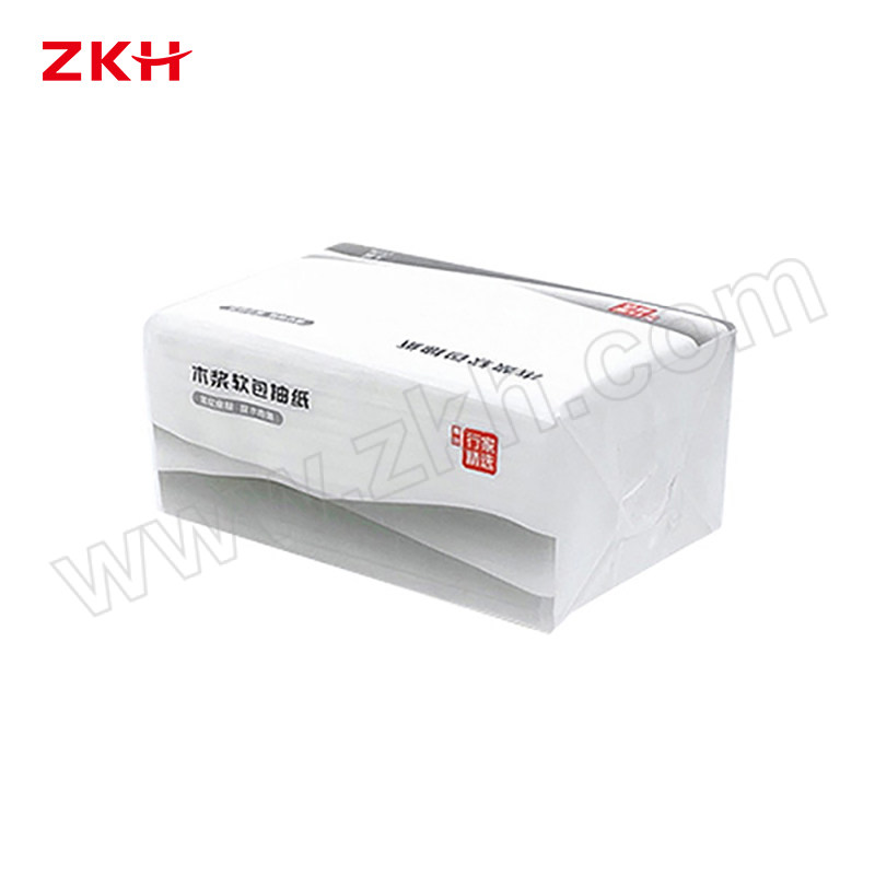 ZKH/震坤行 木浆软包抽纸 ZKH010 138×190mm 130抽×24包 三层 1箱
