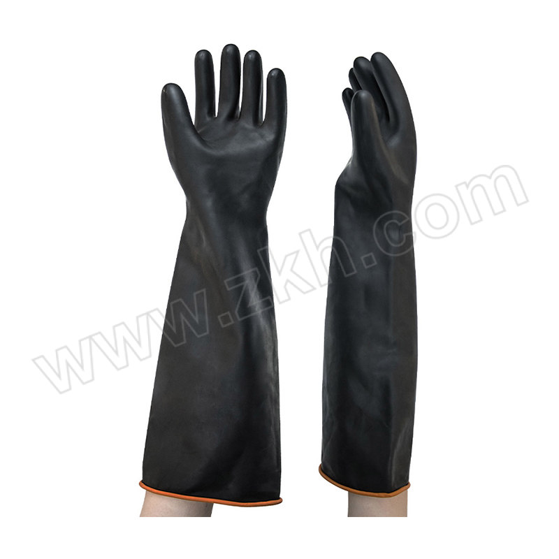 ANDANDA/安丹达 耐酸碱天然乳胶手套 10369 均码 黑色 55±1.5cm 1双