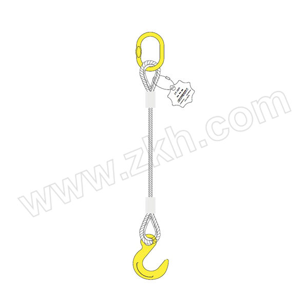 ZYT/卓引特 单肢压制索具-大开口吊钩式 WSSH22-015-10 额定载荷4.65t 使用长度10m 钢丝绳直径22mm 1套