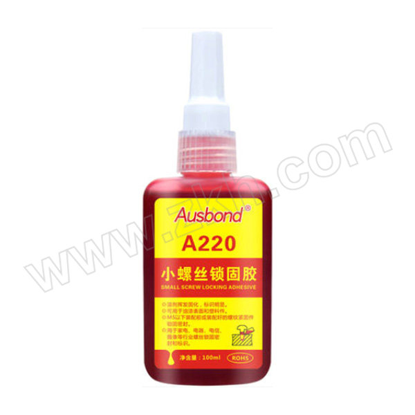 AUSBOND/奥斯邦 溶剂型螺丝胶 220红 100mL 1瓶