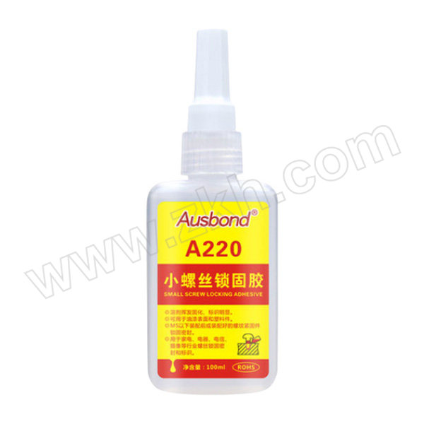 AUSBOND/奥斯邦 溶剂型螺丝胶 220透明 100mL 1瓶