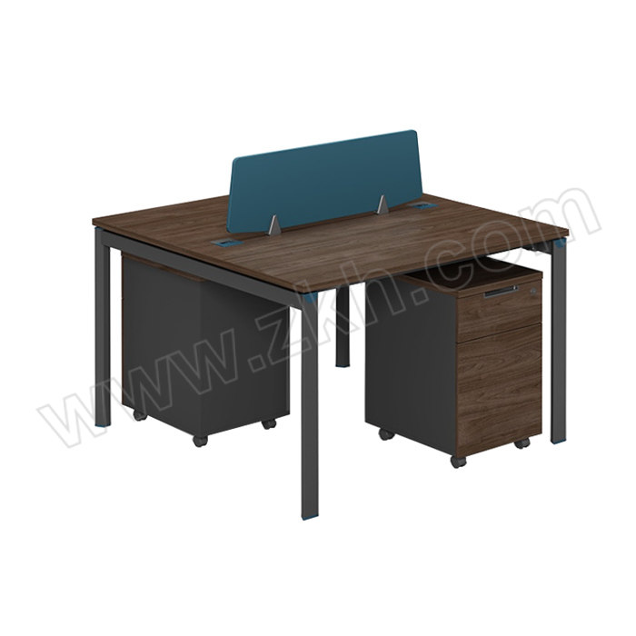 JOYH/震海 马里胡桃木色双人位带柜子屏风工位桌 ZH66B1201 尺寸1200×1200×750mm 无线槽 1张