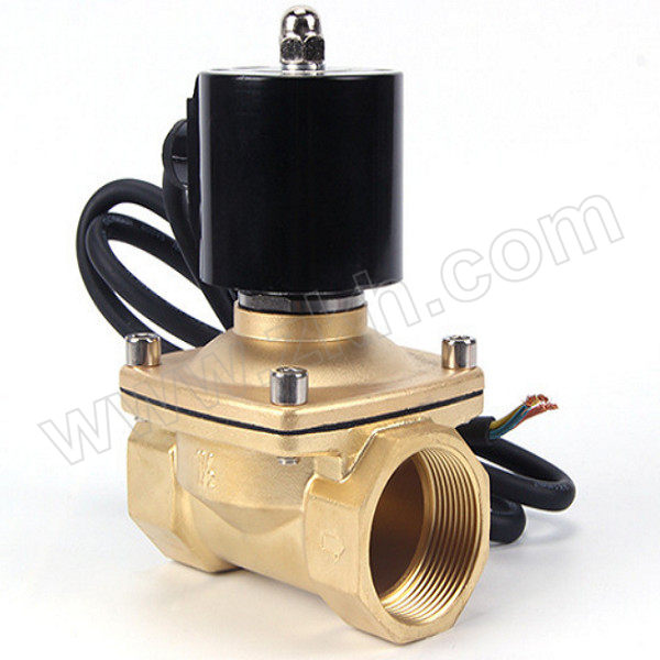 CNKH 常闭型铜电磁阀 2W500-50 DN50 内螺纹接口 黄铜阀体 公称压力PN8 AC220V 1个
